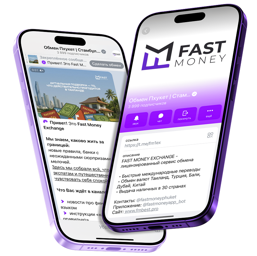 Два телефона показывают интерфейс приложения FastMoney